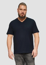 s.Oliver T-Shirt mit V-Ausschnitt und Logo-Print Artwork Dunkelblau/Blau
