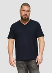 s.Oliver T-Shirt mit V-Ausschnitt und Logo-Print Artwork Dunkelblau/Blau
