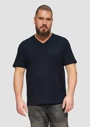 Kurzarmshirt T-Shirt mit V-Ausschnitt und Logo-Print Artwork