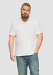 s.Oliver T-Shirt mit V-Ausschnitt und Logo-Print Artwork Weiß/Creme/Grau/Hellgrau