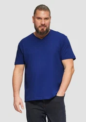 s.Oliver T-Shirt mit V-Ausschnitt und Logo-Print Artwork Blau/Dunkelblau