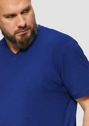 s.Oliver T-Shirt mit V-Ausschnitt und Logo-Print Artwork Blau/Dunkelblau