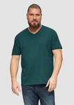 s.Oliver T-Shirt mit V-Ausschnitt und Logo-Print Artwork Türkis/Dunkelgrün/Grün