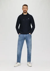 s.Oliver Strickpullover mit Schalkragen Dunkelblau/Blau/Hellblau