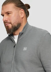 s.Oliver Outdoorjacke Strukturierte Strickjacke mit Logo-Patch Hellgrau/Grau/Dunkelgrau