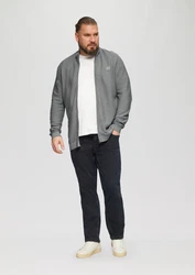 s.Oliver Outdoorjacke Strukturierte Strickjacke mit Logo-Patch Hellgrau/Grau/Dunkelgrau