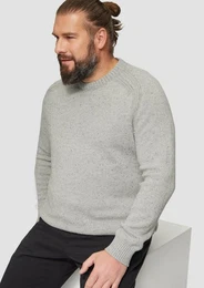 Strickpullover Crew-Neck-Pullover mit Farbeffekt Rippblende
