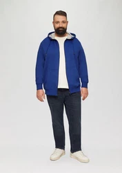 s.Oliver Allwetterjacke Sweatshirt-Jacke mit Kapuze und Logo Artwork Blau