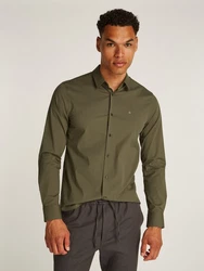 Calvin Klein Businesshemd STRETCH POPLIN SLIM SHIRT Dunkelgrün/Khaki