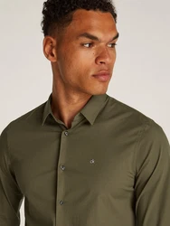 Calvin Klein Businesshemd STRETCH POPLIN SLIM SHIRT Dunkelgrün/Khaki