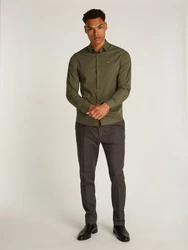 Calvin Klein Businesshemd STRETCH POPLIN SLIM SHIRT Dunkelgrün/Khaki