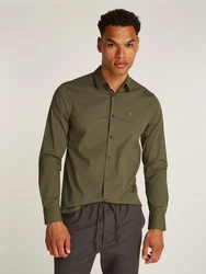 Calvin Klein Businesshemd STRETCH POPLIN SLIM SHIRT Dunkelgrün/Khaki