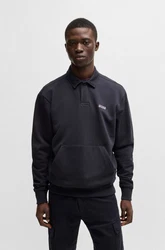 BOSS ORANGE Sweatshirt mit Polokragen Dunkelblau/Blau