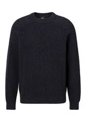 BOSS ORANGE Strickpullover Alamaka mit Rundhalsausschnitt Dunkelblau/Schwarz/Hellblau