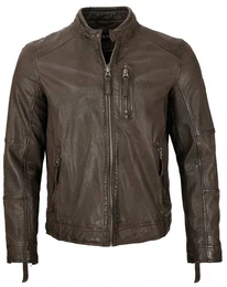 Lederjacke Leto - Herren Lederjacke Lammnappa braun