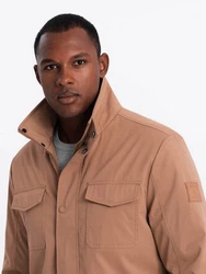 OMBRE Langjacke mit Stehkragen und Taschen Braun/Khaki/Beige