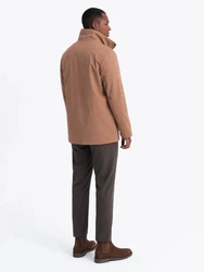 OMBRE Langjacke mit Stehkragen und Taschen Braun/Khaki/Beige