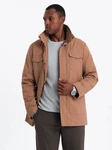 OMBRE Langjacke mit Stehkragen und Taschen Braun/Khaki/Beige
