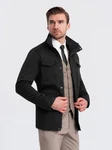 OMBRE Langjacke mit Stehkragen und Taschen Schwarz/Beige