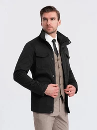 Langjacke Leichte Herrenjacke mit Stehkragen und Taschen