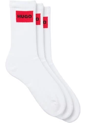 HUGO Freizeitsocken QS RIB LABEL Weiß/Rot/Creme