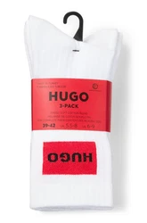 HUGO Freizeitsocken QS RIB LABEL Weiß/Rot/Creme