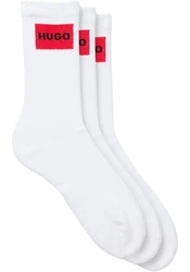 HUGO Freizeitsocken QS RIB LABEL Weiß/Rot/Creme