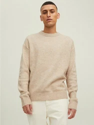 Jack & Jones Longpullover JOROLLIE KNIT CREW NECK SN Beige/Khaki/Braun/Weiß