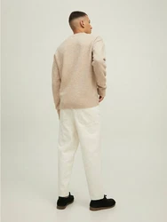 Jack & Jones Longpullover JOROLLIE KNIT CREW NECK SN Beige/Khaki/Braun/Weiß