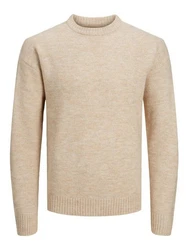 Jack & Jones Longpullover JOROLLIE KNIT CREW NECK SN Beige/Khaki/Braun/Weiß