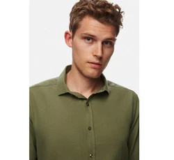 D'S DAMAT Langarmhemd Twn Slim Fit Oxford-Hemd Khaki/Dunkelgrün/Grün/Türkis