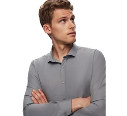 D'S DAMAT Langarmhemd Twn Slim Fit Oxford-Hemd Grau/Dunkelgrau/Hellgrau