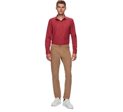 D'S DAMAT Langarmhemd Twn Slim Fit Oxford-Hemd Rot/Braun/Dunkelrot
