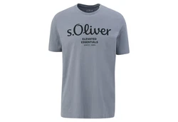 s.Oliver Herren T-Shirt Basic Logoprint Silber/Blau/Dunkelblau