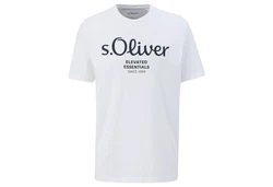 s.Oliver Herren T-Shirt Basic Logoprint Silber/Blau
