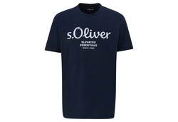 s.Oliver Herren T-Shirt Basic Logoprint Silber/Blau/Dunkelblau