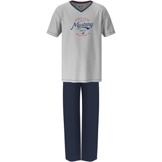 MUSTANG Schlafanzug (2 tlg) Oberteil Short graumelange/navy MUSTANG Schlafanzug (2 tlg) Oberteil Short graumelange/navy