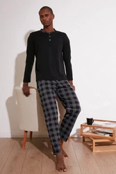 Buratti Pyjama Regular Fit (2 tlg) Schwarz/Lila/Braun