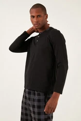 Buratti Pyjama Regular Fit (2 tlg) Schwarz/Lila/Braun