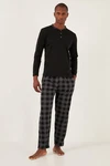 Buratti Pyjama Regular Fit (2 tlg) Schwarz/Lila/Braun