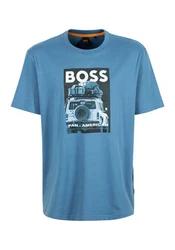BOSS ORANGE T-Shirt Te_mextour mit Print Blau/Hellblau/Braun/Gold