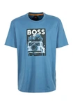 BOSS ORANGE T-Shirt Te_mextour mit Print Blau/Hellblau/Braun/Gold
