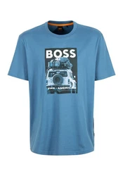 BOSS ORANGE T-Shirt Te_mextour mit Print Blau/Hellblau/Braun/Gold
