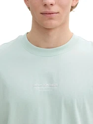 TOM TAILOR Denim T-Shirt mit Marken-Frontprint Grün/Hellgrün/Hellblau/Türkis