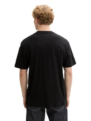 TOM TAILOR Denim T-Shirt mit Marken-Frontprint Schwarz/Beige