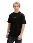 TOM TAILOR Denim T-Shirt mit Marken-Frontprint Schwarz/Beige