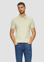 s.Oliver Kurzarmshirt Poloshirt aus Baumwollpiqué Logo Khaki/Hellgrün/Grün