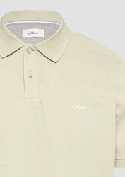 s.Oliver Kurzarmshirt Poloshirt aus Baumwollpiqué Logo Khaki/Hellgrün/Grün