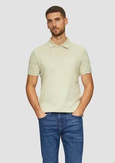 s.Oliver Kurzarmshirt Poloshirt aus Baumwollpiqué Logo Khaki/Hellgrün/Grün
