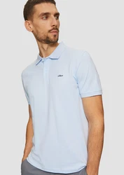 s.Oliver Kurzarmshirt Poloshirt aus Baumwollpiqué Logo Blau/Hellblau